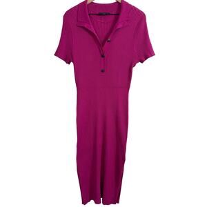 Lane Bryant Short Sleeve Polo Rib Sweater Dress Fuchsia Purple Size 18/20